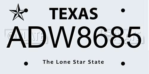 ADW8685 Texas License Plate