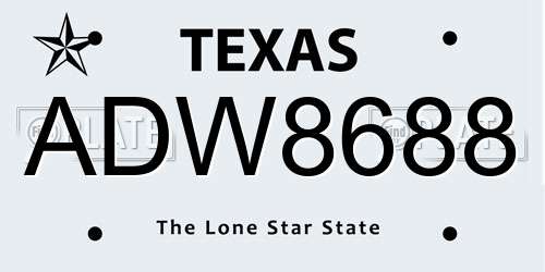 ADW8688 Texas License Plate