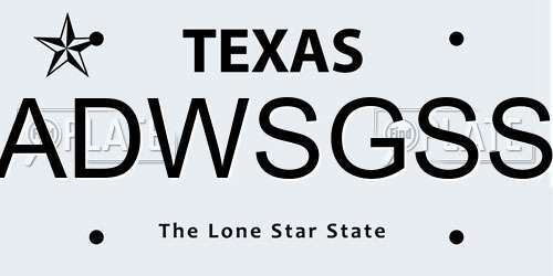 ADWSGSS Texas License Plate