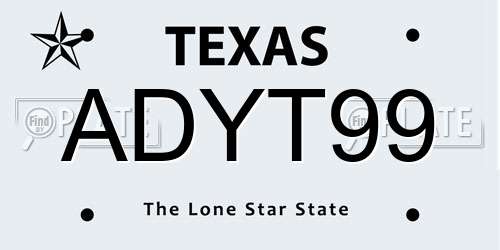 ADYT99 Texas License Plate