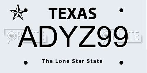ADYZ99 Texas License Plate