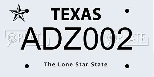 ADZ002 Texas License Plate