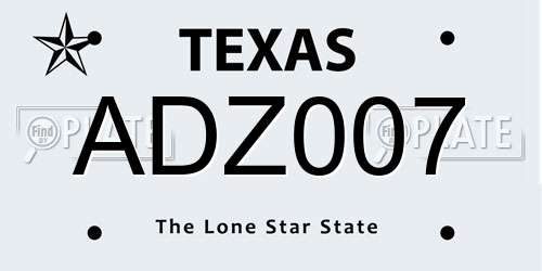 ADZ007 Texas License Plate