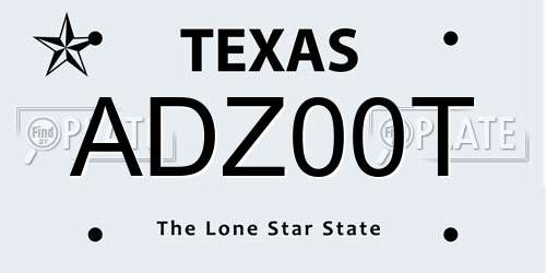 ADZ00T Texas License Plate
