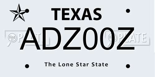 ADZ00Z Texas License Plate