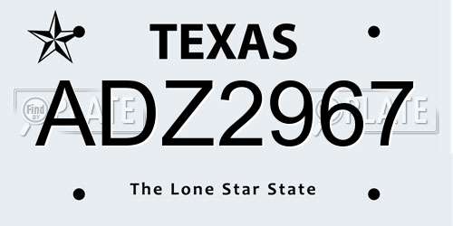 ADZ2967 Texas License Plate