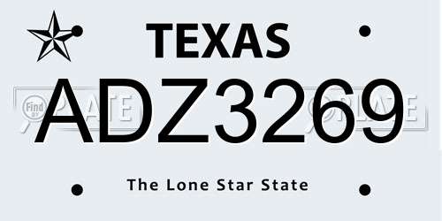 ADZ3269 Texas License Plate