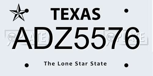 ADZ5576 Texas License Plate