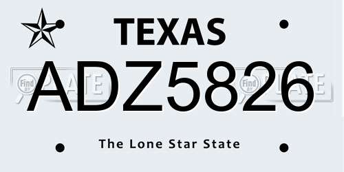 ADZ5826 Texas License Plate