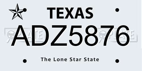 ADZ5876 Texas License Plate