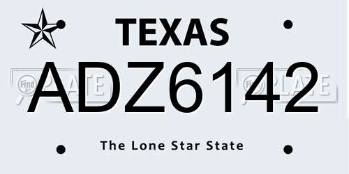 ADZ6142 Texas License Plate