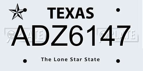 ADZ6147 Texas License Plate