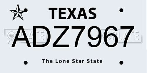 ADZ7967 Texas License Plate