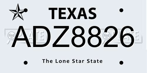 ADZ8826 Texas License Plate