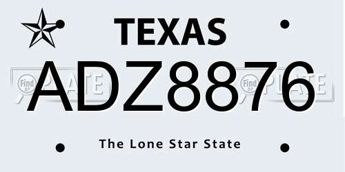 ADZ8876 Texas License Plate