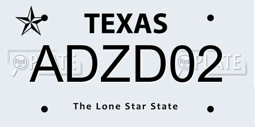 ADZD02 Texas License Plate