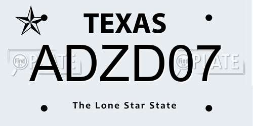 ADZD07 Texas License Plate