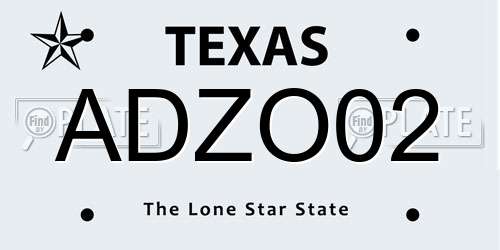 ADZO02 Texas License Plate