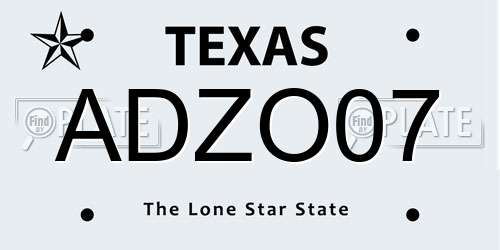 ADZO07 Texas License Plate