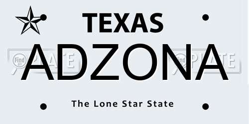 ADZONA Texas License Plate