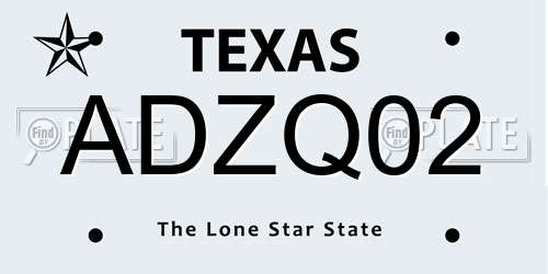 ADZQ02 Texas License Plate