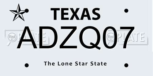 ADZQ07 Texas License Plate