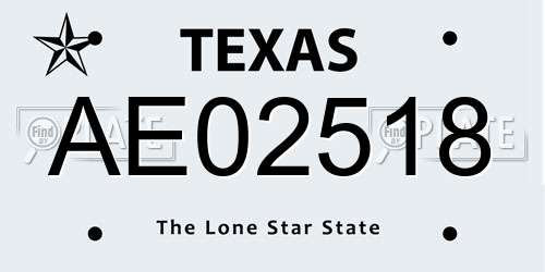 AE02518 Texas License Plate