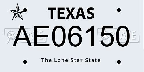 AE06150 Texas License Plate