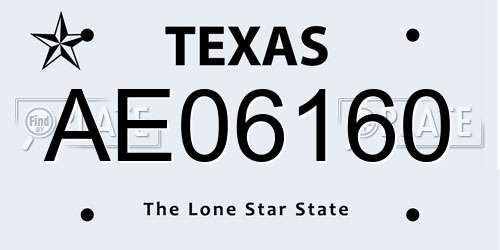 AE06160 Texas License Plate