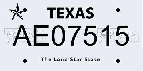 AE07515 Texas License Plate