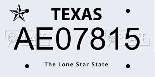 AE07815 Texas License Plate