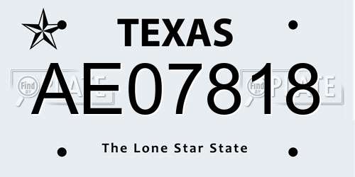 AE07818 Texas License Plate