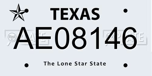AE08146 Texas License Plate