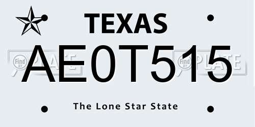AE0T515 Texas License Plate