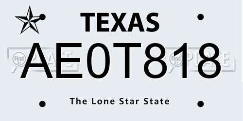 AE0T818 Texas License Plate