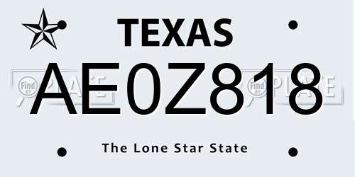 AE0Z818 Texas License Plate