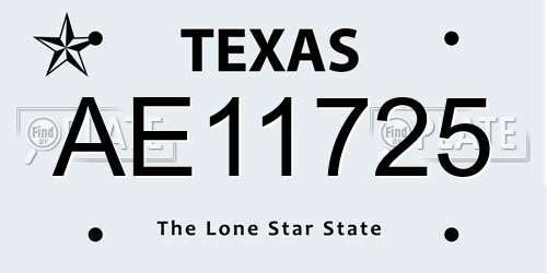 AE11725 Texas License Plate