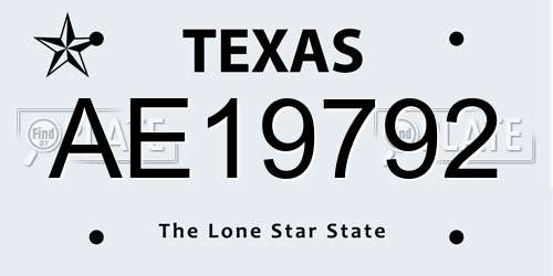 AE19792 Texas License Plate