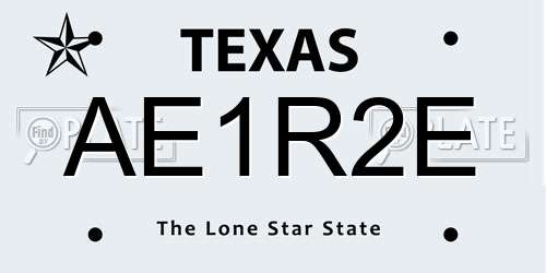 AE1R2E Texas License Plate