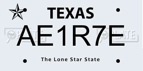 AE1R7E Texas License Plate