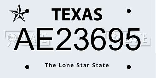 AE23695 Texas License Plate