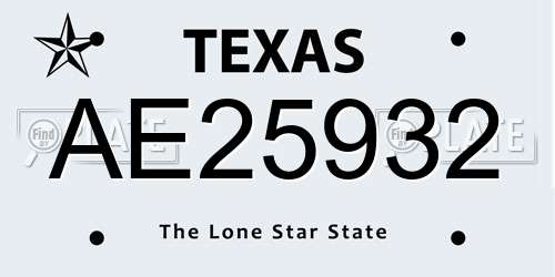 AE25932 Texas License Plate