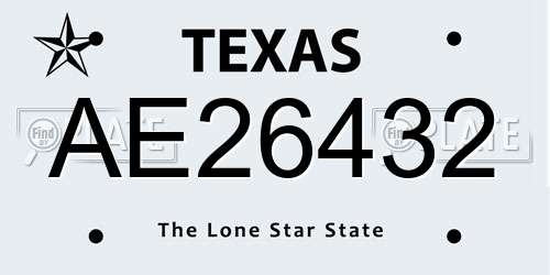 AE26432 Texas License Plate