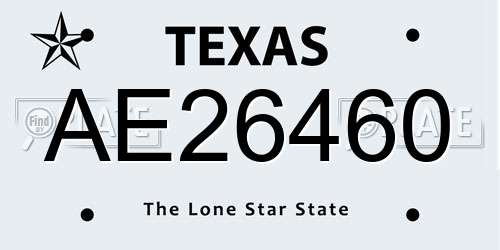 AE26460 Texas License Plate