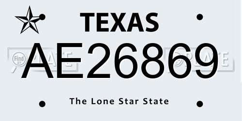 AE26869 Texas License Plate