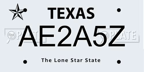 AE2A5Z Texas License Plate