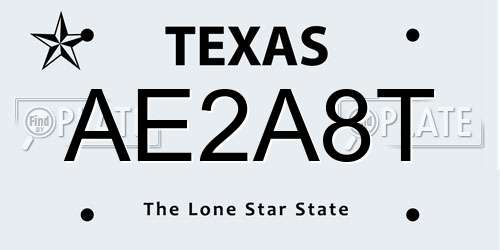 AE2A8T Texas License Plate