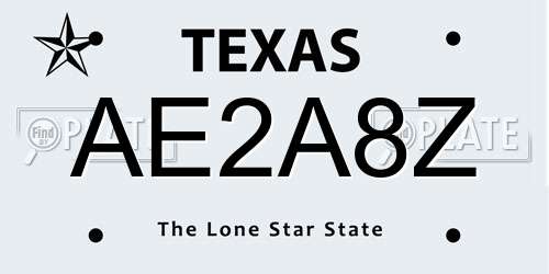 AE2A8Z Texas License Plate