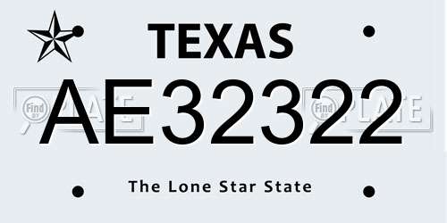 AE32322 Texas License Plate