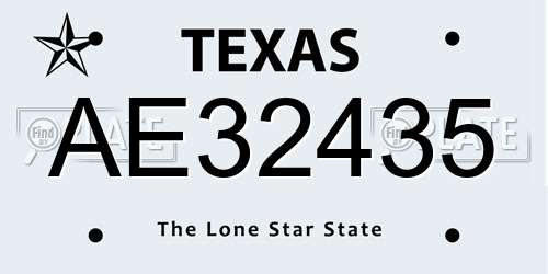 AE32435 Texas License Plate